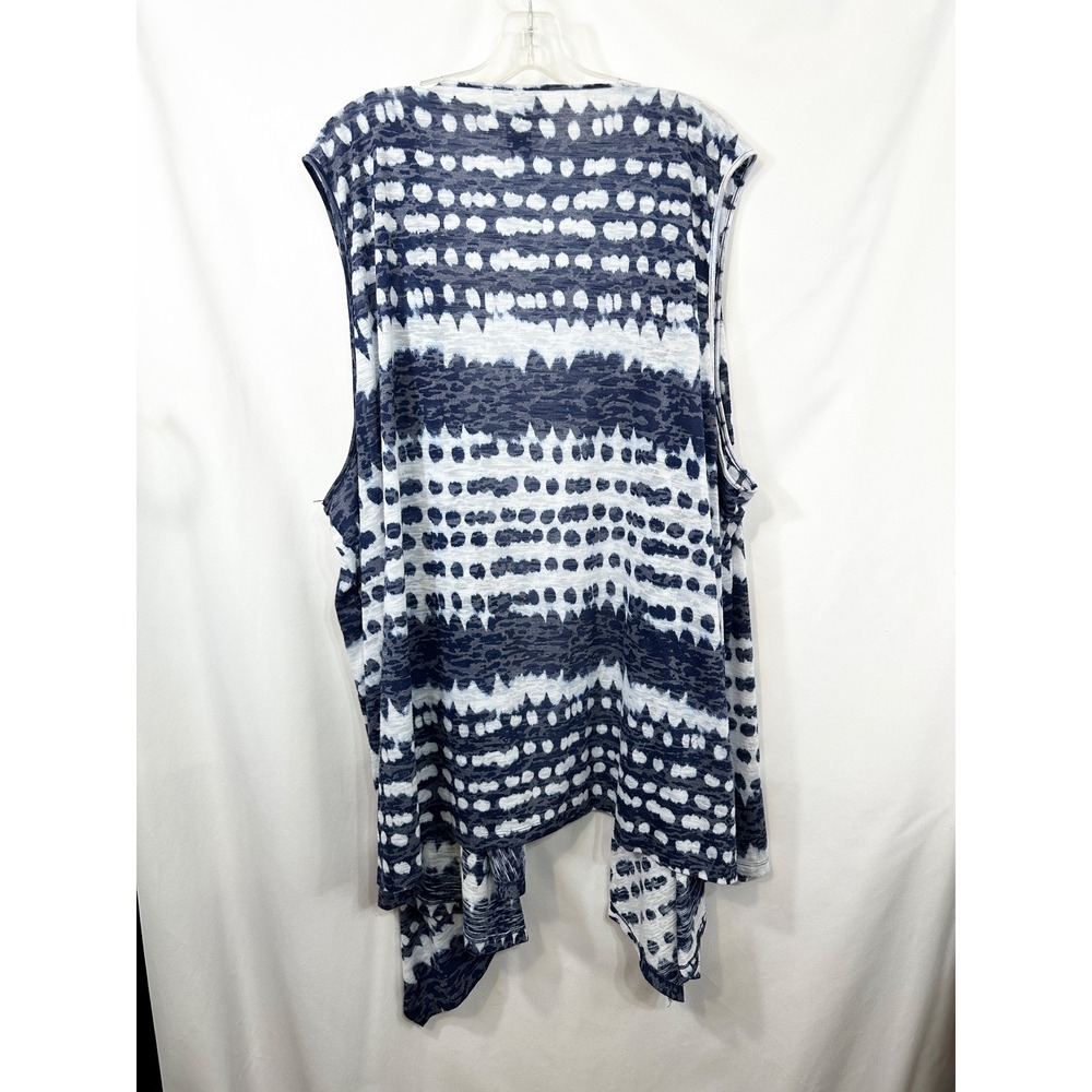 Catherines Plus Size‎ 34/36 Shrug 5X Navy Blue White Tie Dye Open Waterfall 1794 - Picture 2 of 7